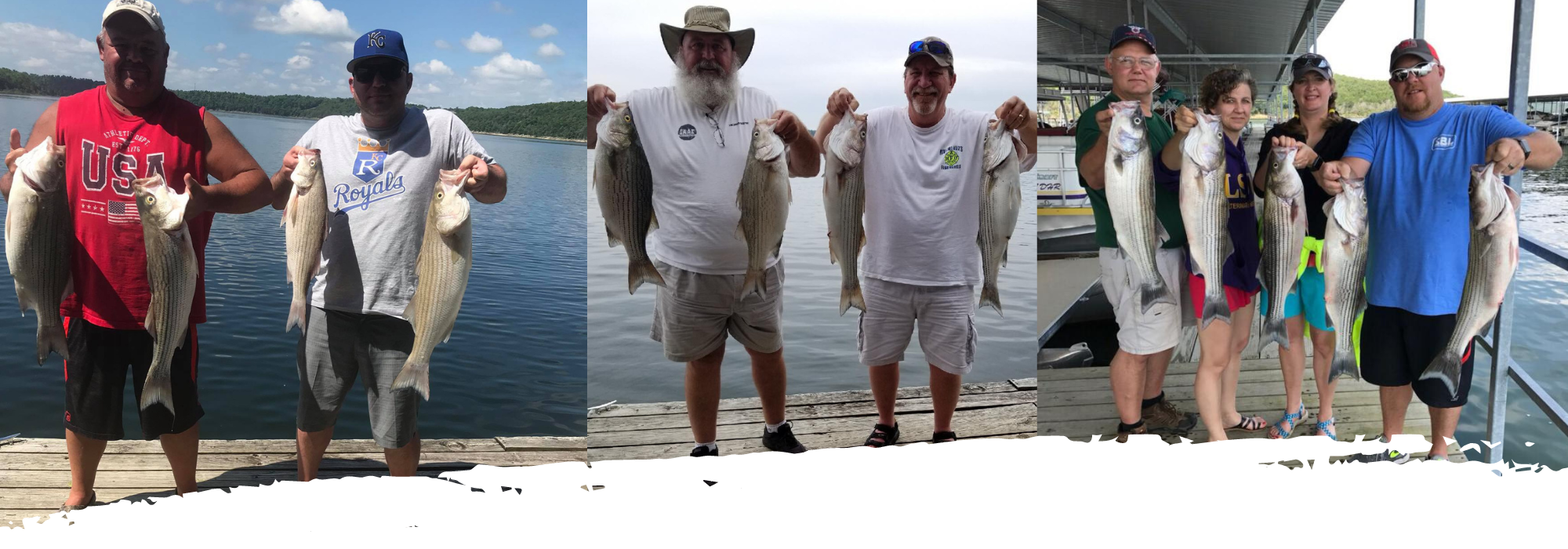 collage of fishermen holding their caught fish